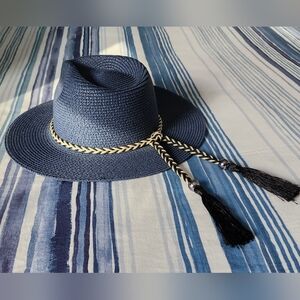 Navy Blue Hat with Tassels